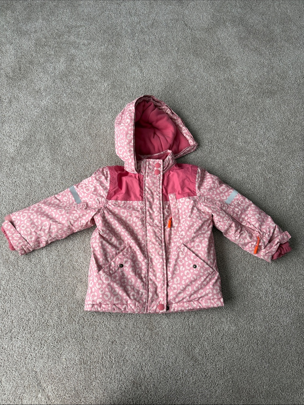Mini BODEN Pink Leopard-Print Kids Hooded Winter snow Jacket